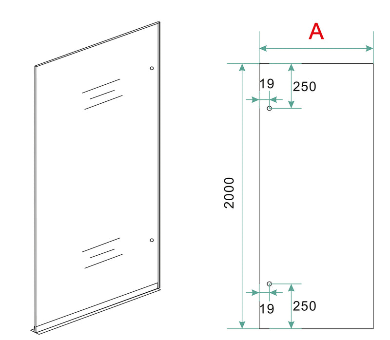 Less inloopdouche rechts 1200 x 2000 x 8 mm nano spiegelrook- naar helder glas/geborsteld staal