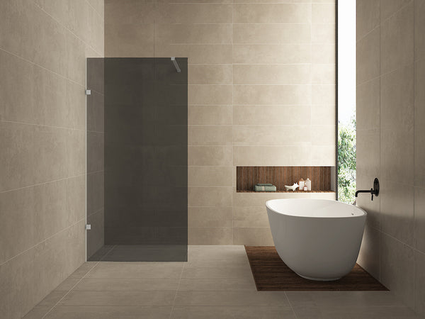 Less inloopdouche 1000 x 2000 x 8 mm nano rookglas glas/geborsteld staal