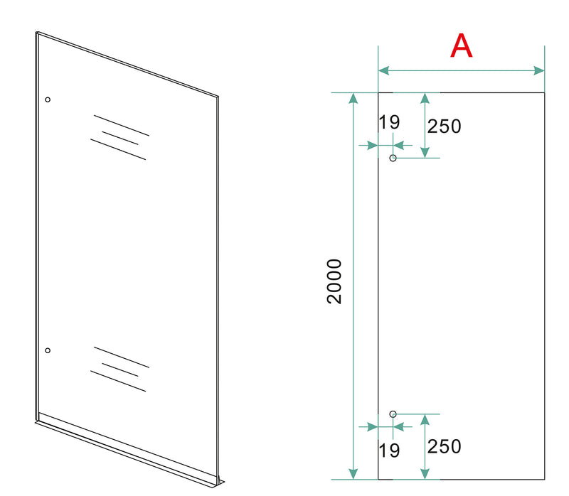 Less inloopdouche links 1200 x 2000 x 8 mm nano spiegelrook- naar helder glas/geborsteld staal