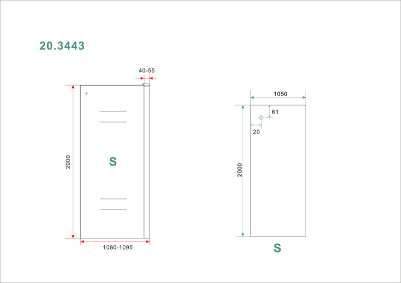 Side zijwand voor Puerta en Slide nisdeur 1100 x 2000 x 8 mm nano helder glas/chroom