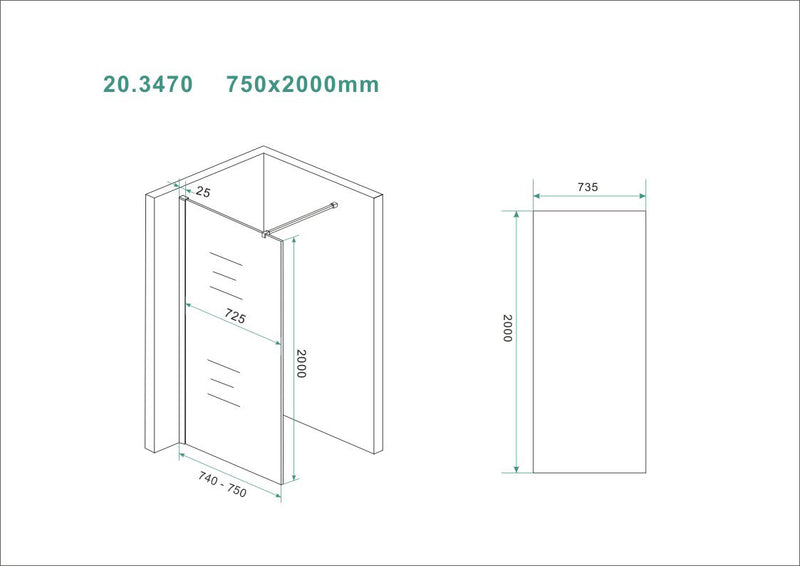 Smart glass plate 750 x 2000 x 8 mm nano clear glass
