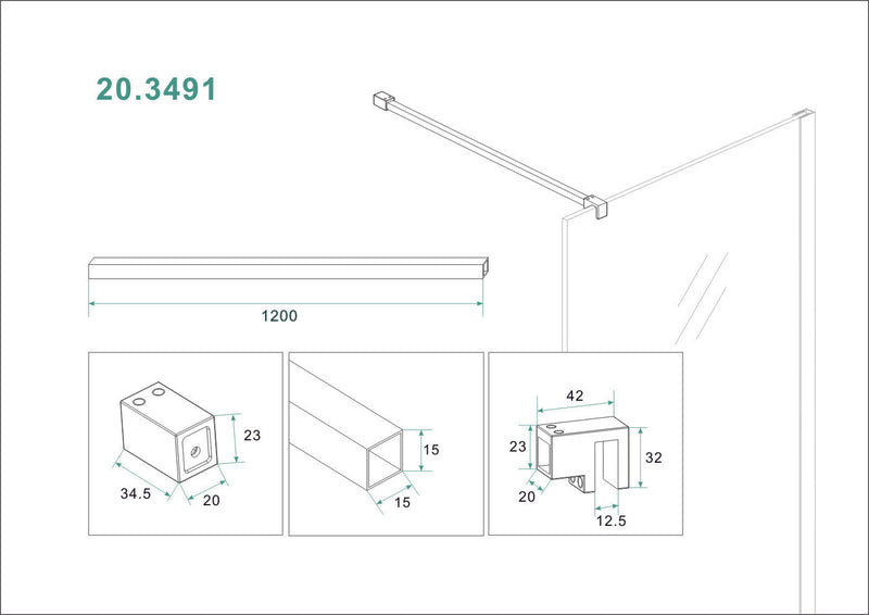 Slim stabilisatiestang 120 cm mat zwart