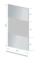 Slim glasplaat 1000 x 2000 x 8 mm nano rookglas met melkglas middenband