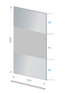 Slim glasplaat 1100 x 2000 x 8 mm nano rookglas met melkglas middenband
