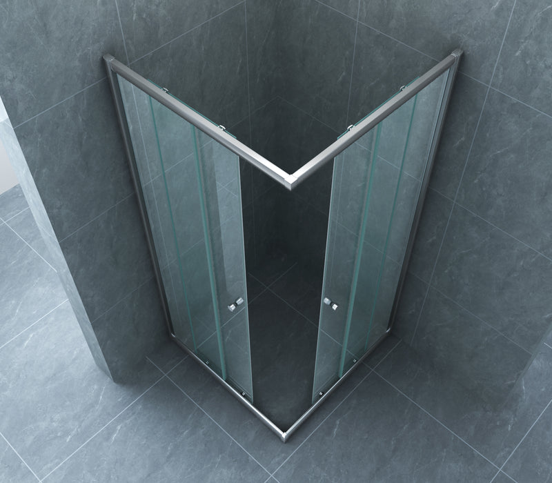 Eco hoekinstap cabine met 2 schuifdeuren 800 x 800 x 1900 x 5 mm nano helder glas/chroom