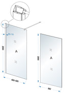 Comfort inloopdouche 600 x 2000 x 10 mm nano helder glas/chroom