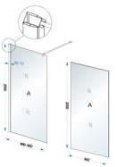 Comfort inloopdouche 900 x 2000 x 10 mm nano helder glas/chroom