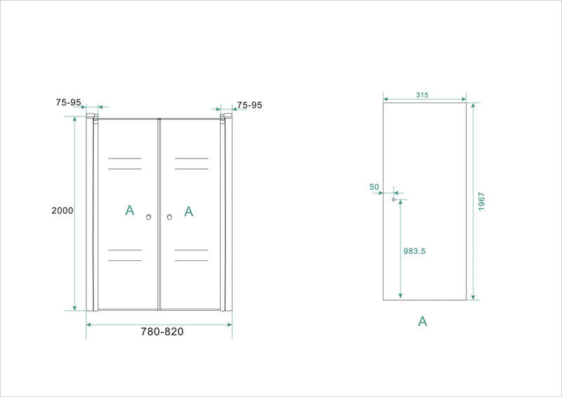 Lagos swing door in niche 800 x 2000 x 6 mm nano clear glass/chrome