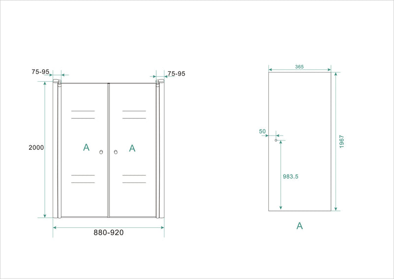 Porte battante Lagos dans niche 900 x 2000 x 6 mm verre nano clair/chrome