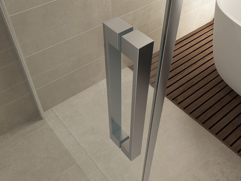 Salone cabine met 1 draaideur 900 x 900 x 2000 x 8 mm nano helder glas/chroom