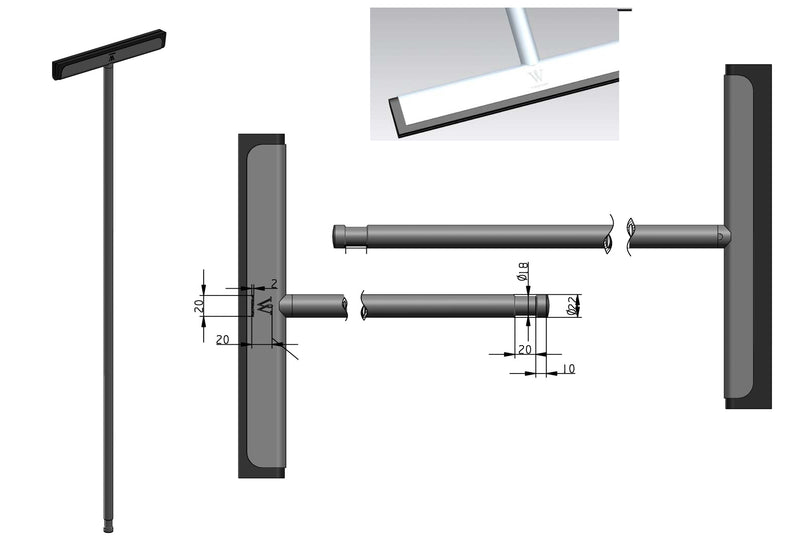 luxury bathroom floor wiper + suspension chrome