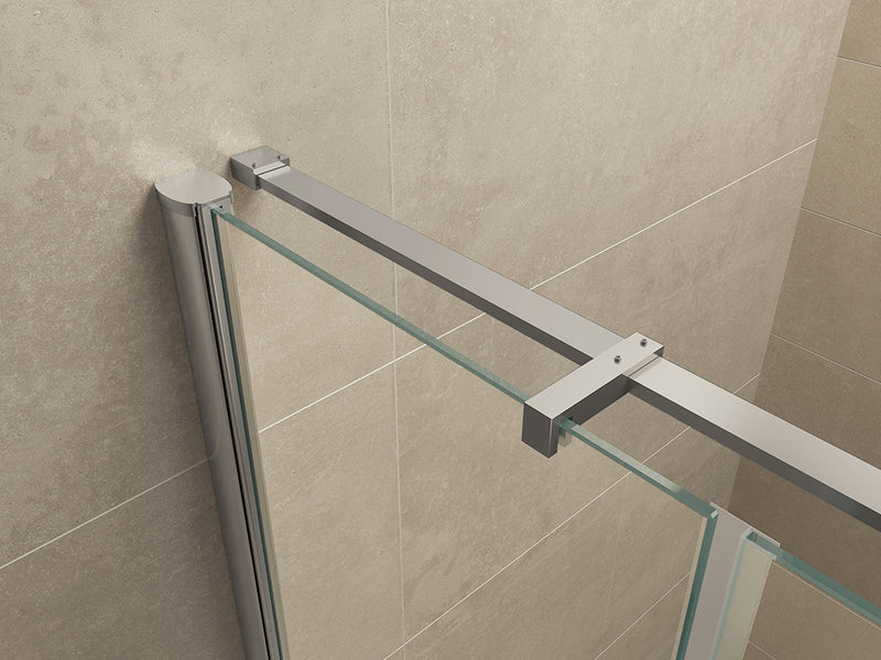 Vaz nisdeur met vast deel 1100 x 2000 x 8 mm nano helder glas/chroom