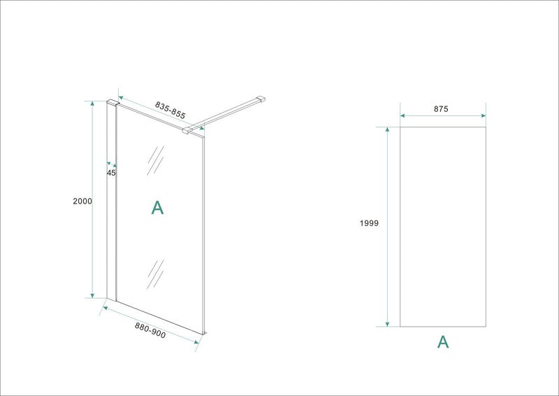 Hibera walk-in shower 900 x 2000 x 10 mm nano clear glass/stainless steel