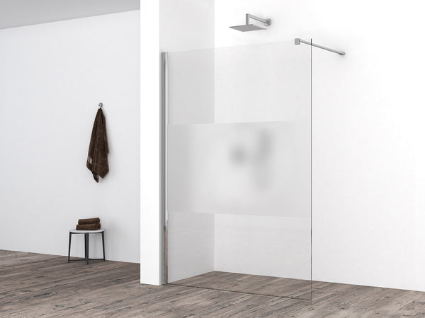 Comfort inloopdouche 1400 x 2000 x 8 mm nano helder glas met melkglas middenband/chroom