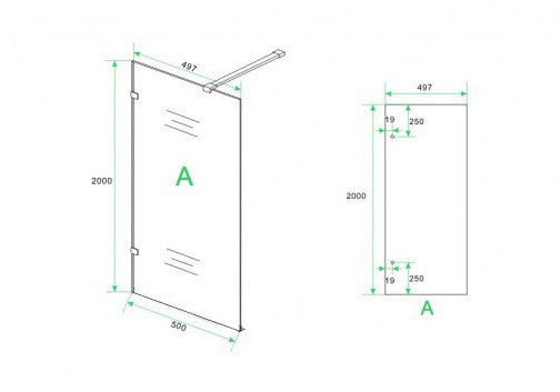 Less walk-in shower 500 x 2000 x 8 mm nano clear glass/chrome
