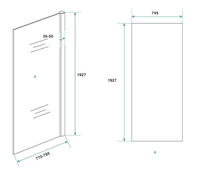 Cerra eco walk-in shower 800 x 1950 x 6 mm nano clear glass/chrome