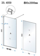 Eco inloopdouche 800 x 2000 x 8 mm nano helder glas/chroom