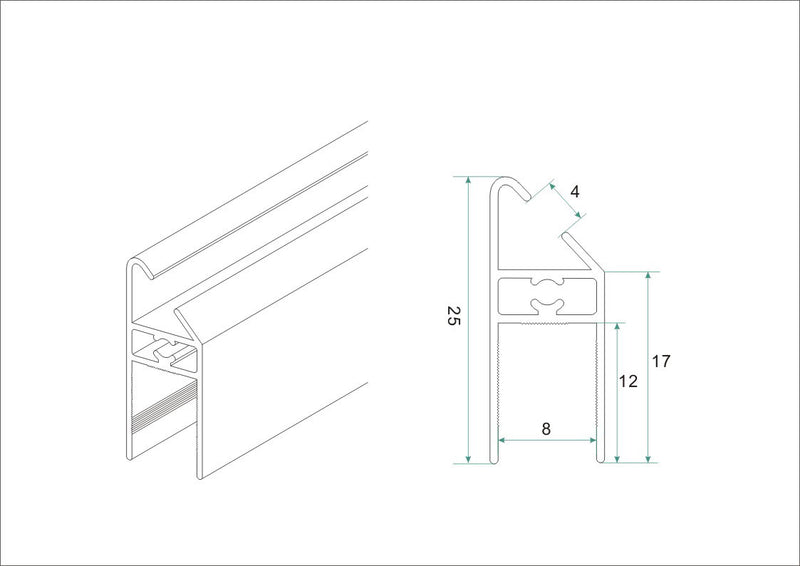 Jeu de bandes magnétiques 8mm chr. pour cabine 1/4 ronde