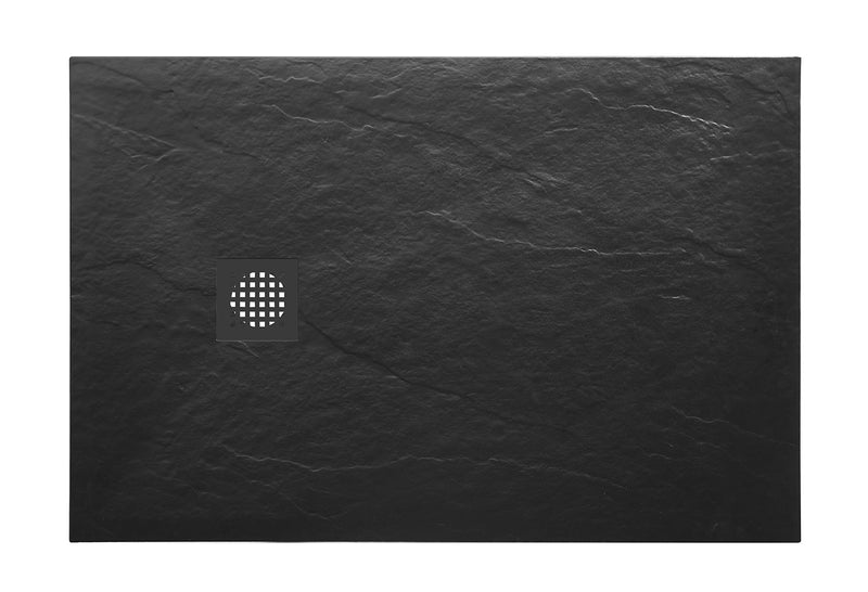 Stonea douchebak antislip composiet 800x1400x30 mm inkortbaar mat zwart