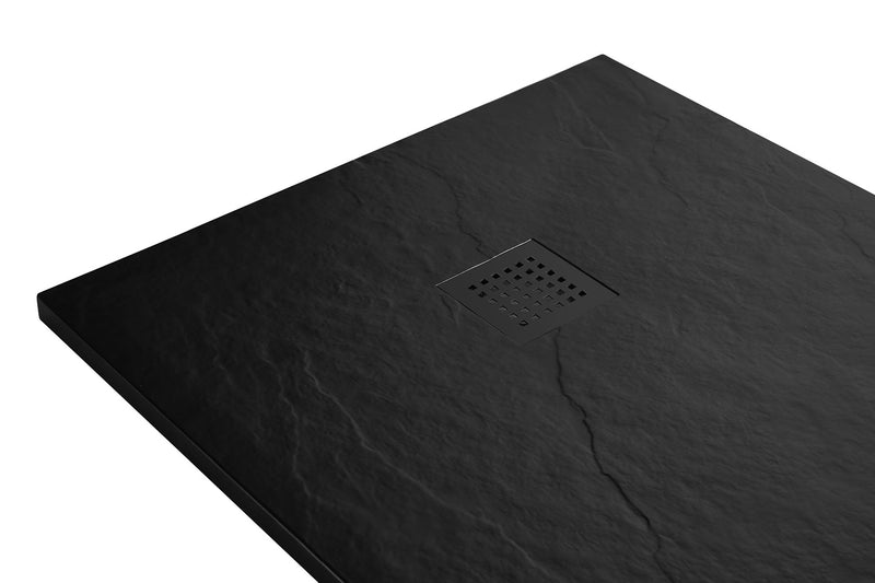 Stonea douchebak antislip composiet 900x900x30 mm inkortbaar mat zwart