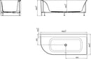 Zenn corner bath right 180 x 80 cm acrylic matt white with waste matt white