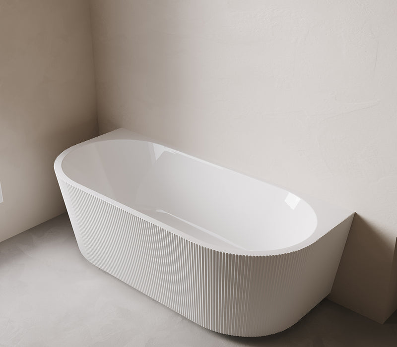 Rivi half vrijstaand ligbad 180 x 80 cm acryl glans wit met waste glans wit