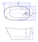 Trapeze freestanding bath 170 x 77 cm acrylic gloss white with wash gloss white