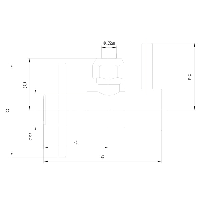 Minimal hoekstopkraan 1/2" x 3/8" of knel 10 mm geborsteld brons koper PVD