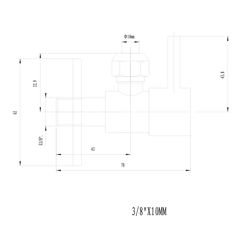 Minimal hoekstopkraan 3/8" x 3/8" of knel 10 mm geborsteld messing PVD