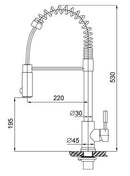 Floyd kitchen faucet with cold start and hand shower stainless steel