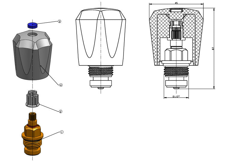 Faucet upper parts Trans.1/2Cold