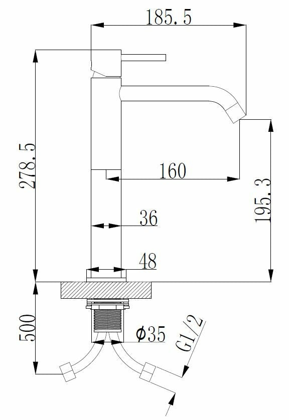 Robinet de lavabo Style XL en acier brossé PVD