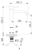 Style XL wastafelkraan hoog geborsteld brons koper PVD