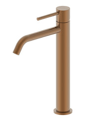 Style XL wastafelkraan hoog geborsteld brons koper PVD