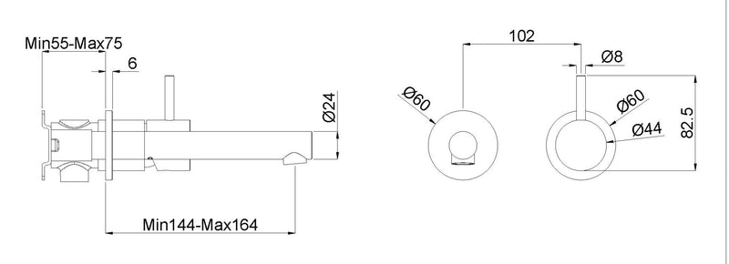 Style washbasin tap built-in brushed brass