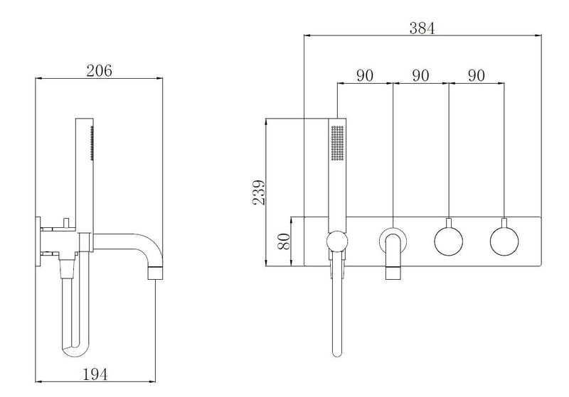 Style bath thermostat wall built-in brushed copper