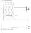 Tête de douche cascade avec cadre de douche 40 x 25 cm chromé