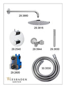 Caral inbouwthermostaat 2 weg rond compleet met hoofddouche 30 cm en staafhanddouche chroom