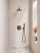 Caral inbouwthermostaat 2 weg rond compleet met hoofddouche 25 cm en staafhanddouche gunmetal