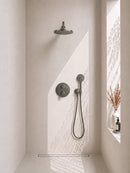 Caral inbouwthermostaat 2 weg rond compleet met hoofddouche 30 cm en 3 standen handdouche handdouche gunmetal
