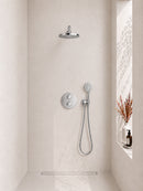 Caral inbouwthermostaat 2 weg rond compleet met hoofddouche 25 cm en 3 standen handdouche handdouche chroom