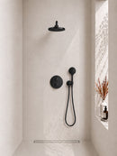 Caral inbouwthermostaat 2 weg rond compleet met hoofddouche 25 cm en 3 standen handdouche handdouche mat zwart