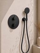 Caral inbouwthermostaat 2 weg rond compleet met hoofddouche 25 cm en 3 standen handdouche handdouche mat zwart