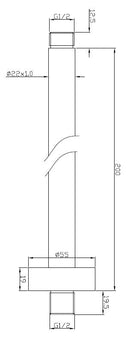 UniMatch douchearm met plafondbevestiging 20 cm chroom