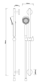 Ensemble de barre coulissante UniMatch Cadans avec douchette 3 positions Ø 8 cm acier brossé PVD
