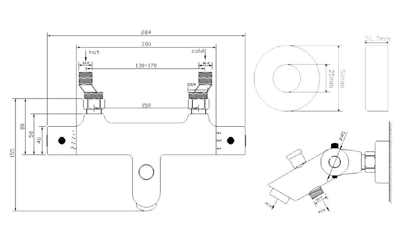 Mitigeur bain thermostatique Rio chrome