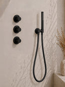 Caral inbouwthermostaat 2 stopkranen compleet met hoofddouche 30 cm en staafhanddouche mat zwart