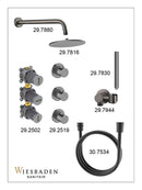 Caral inbouwthermostaat 2 stopkranen compleet met hoofddouche 30 cm en staafhanddouche gunmetal