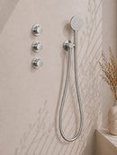 Caral inbouwthermostaat 2 stopkranen compleet met hoofddouche 30 cm en 3 standen handdouche geborsteld staal