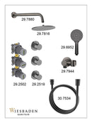 Caral inbouwthermostaat 2 stopkranen compleet met hoofddouche 30 cm en 3 standen handdouche gunmetal